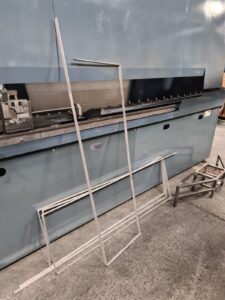 custom made knitting machine, designed in house for woven mesh products.
